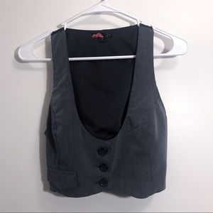 Forever 21 Cropped Button-Up Racerback Vest